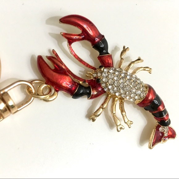 NWOT Rhinestone Lobster Key Chain Ring Charm - Picture 2 of 3